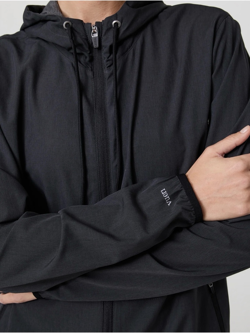 Vuori Women’s Outdoor Trainer Shell Jacket Black Heather Hooded Full Zip - Picture 4 of 6